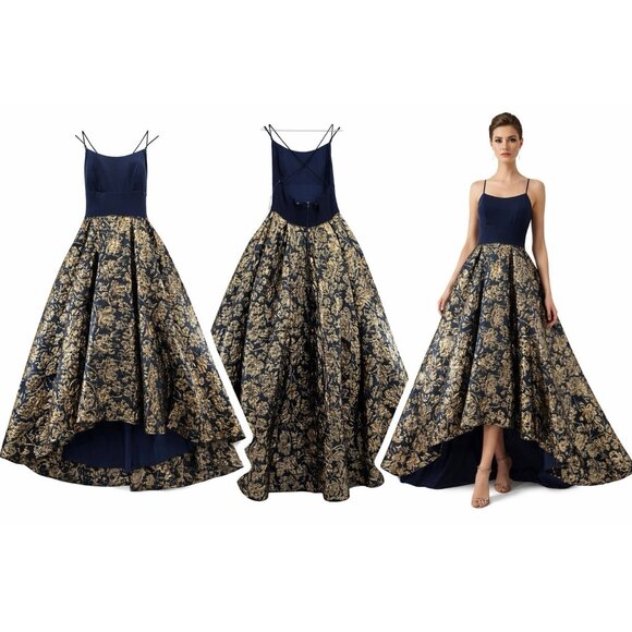 Betsy & Adam High Low Party Dress Women's Size 4 US Polyester Blue A22768 - Picture 4 of 8